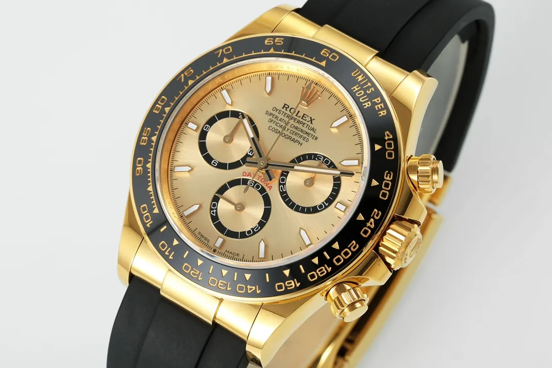 VS Factory Rolex Cosmograph Daytona 18K Yellow Gold Chronograph Watch with Champagne Dial, Strap - 图片 3