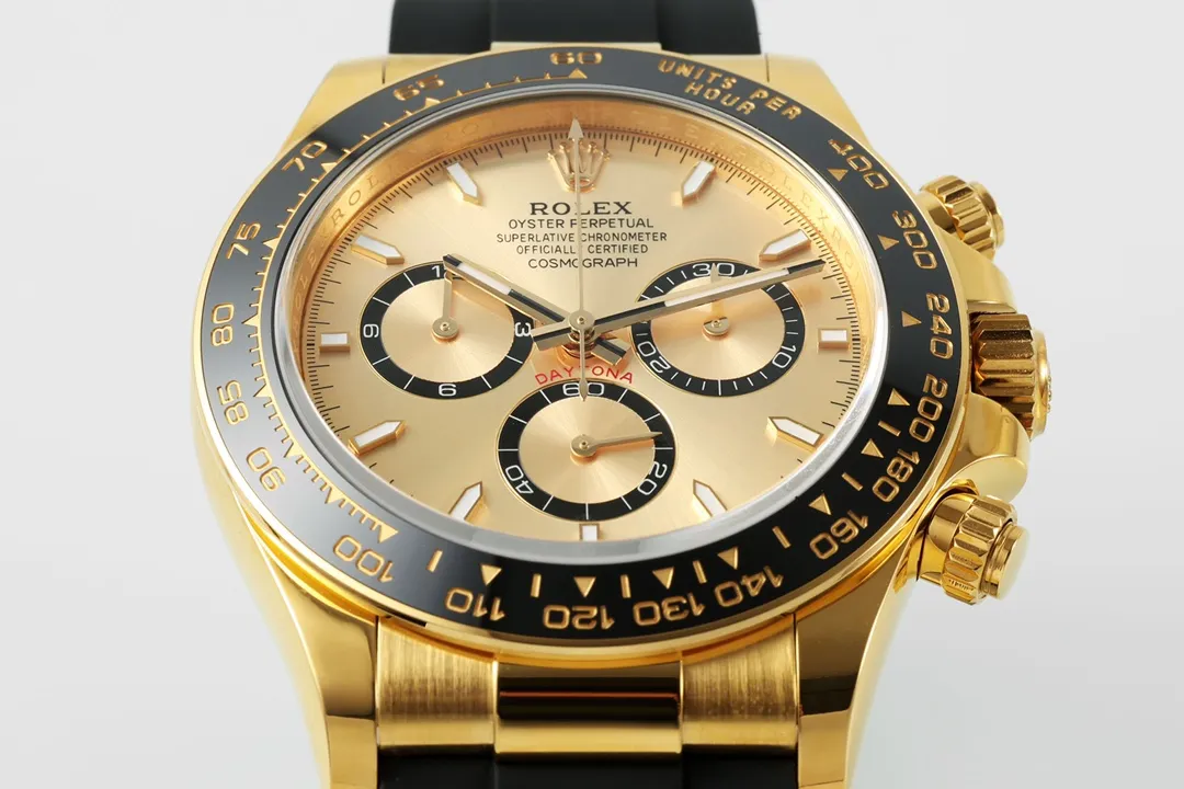 VS Factory Rolex Cosmograph Daytona 18K Yellow Gold Chronograph Watch with Champagne Dial, Strap - 图片 4