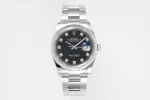 VS Factory Rolex Datejust 36mm Black Dial Diamond Hour Markers Stainless Steel Automatic Men’s Watch