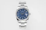 VS Factory Rolex Datejust 36mm Blue Diamond-Set Dial Stainless Steel Oyster Bracelet Men’s Watch