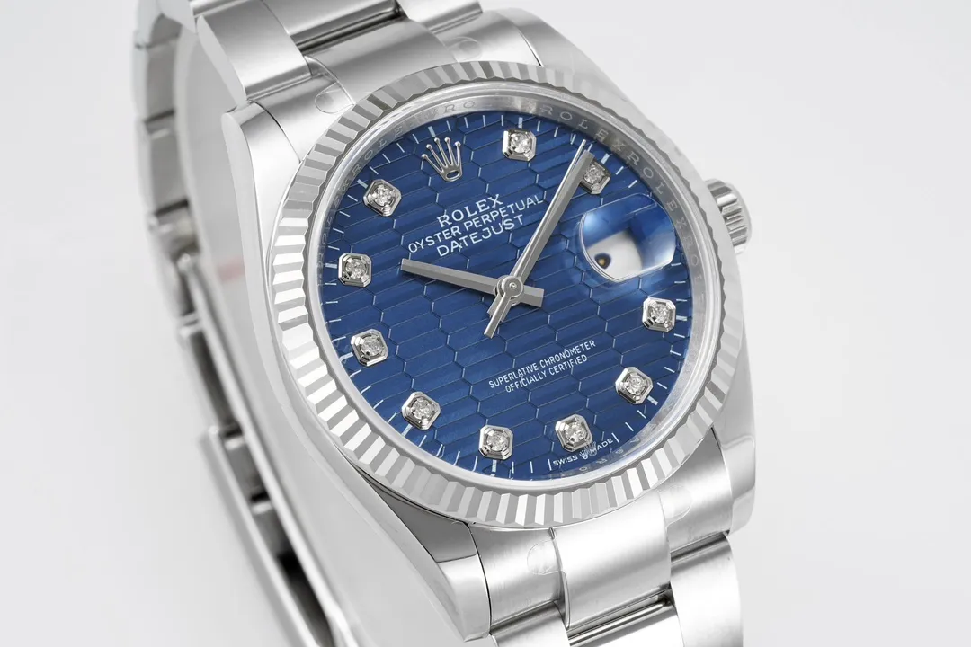 VS Factory Rolex Datejust 36mm Blue Diamond-Set Dial Stainless Steel Oyster Bracelet Men’s Watch - 图片 2