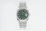 VS Factory Rolex Datejust 36mm Green Palm Motif Dial Diamond Bezel Stainless Steel Jubilee Watch
