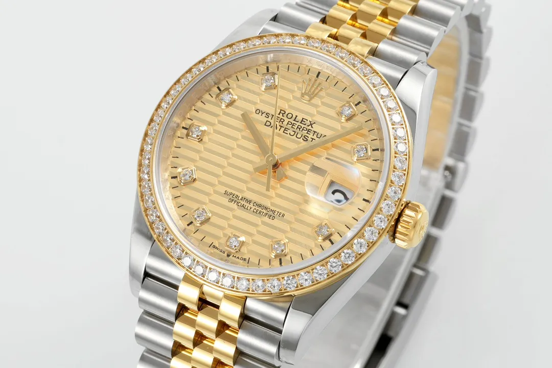 VS Factory Rolex Datejust 36mm Two-Tone Yellow Gold and Stainless Steel Diamond Watch - 图片 2