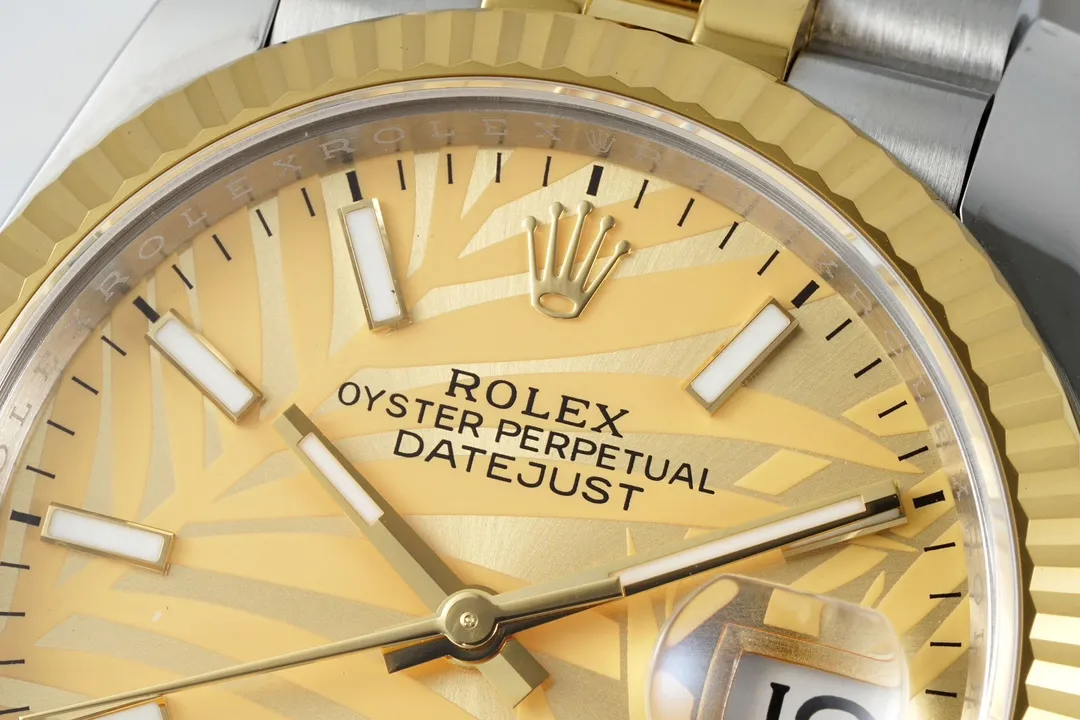 VS Factory Rolex Datejust 36mm Yellow Gold and Stainless Steel Champagne Palm Motif Watch - 图片 4