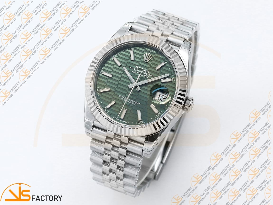 VS Factory Rolex DateJust 41 126334 Green Textured Dial 904L Steel VS3235 Movement - 图片 4
