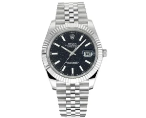 VS Factory Rolex Datejust 41mm Black Dial Fluted Bezel Stainless Steel Jubilee Bracelet Watch