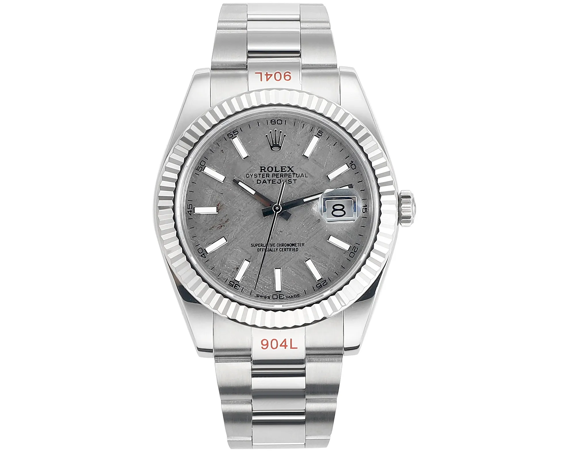 VS Factory Rolex Datejust 41mm Grey Meteorite Dial Fluted Bezel Oystersteel Automatic Men’s Watch