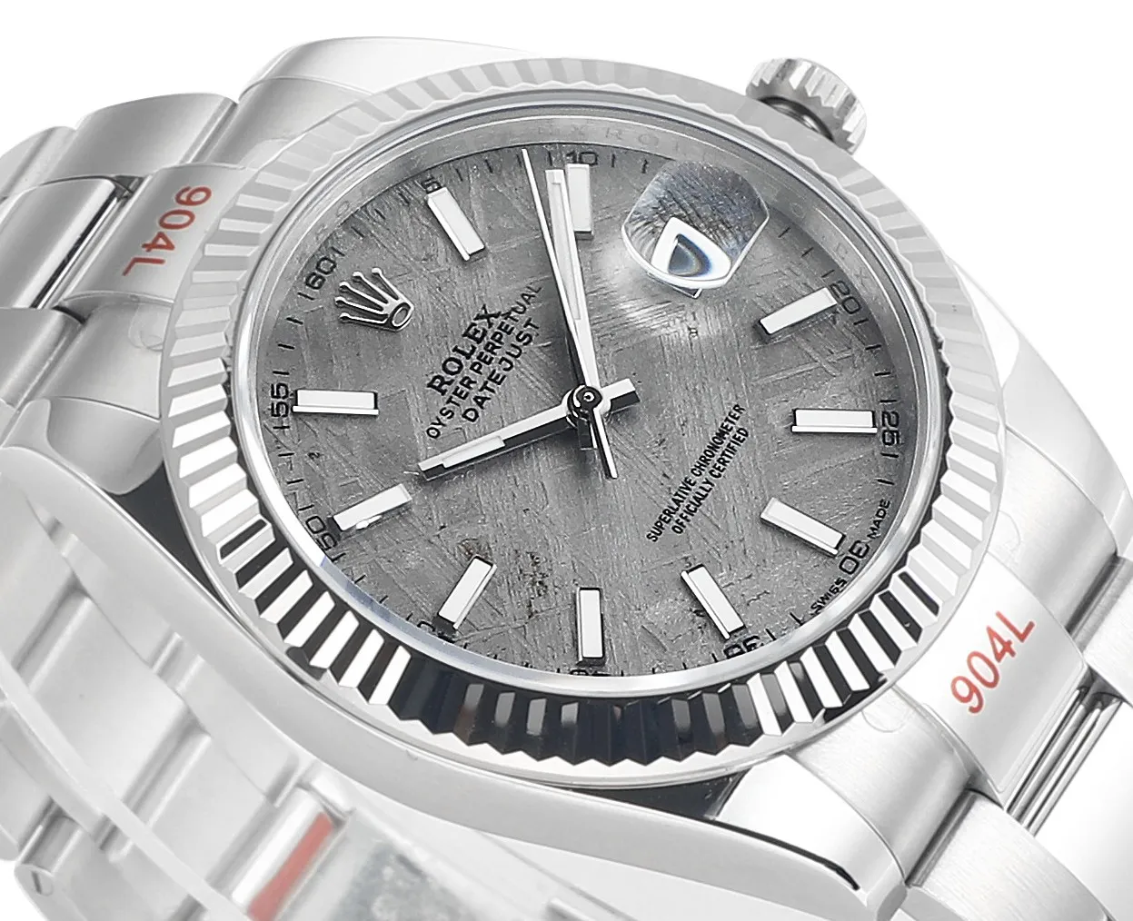 VS Factory Rolex Datejust 41mm Grey Meteorite Dial Fluted Bezel Oystersteel Automatic Men’s Watch - 图片 2