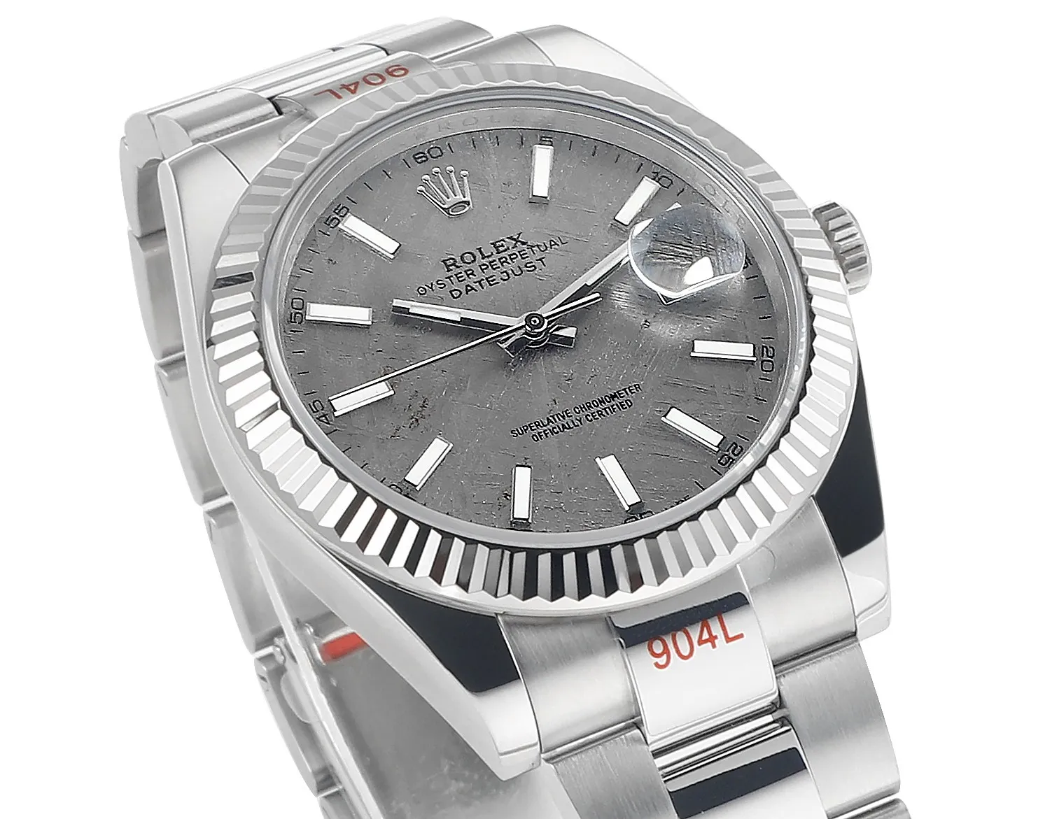VS Factory Rolex Datejust 41mm Grey Meteorite Dial Fluted Bezel Oystersteel Automatic Men’s Watch - 图片 3