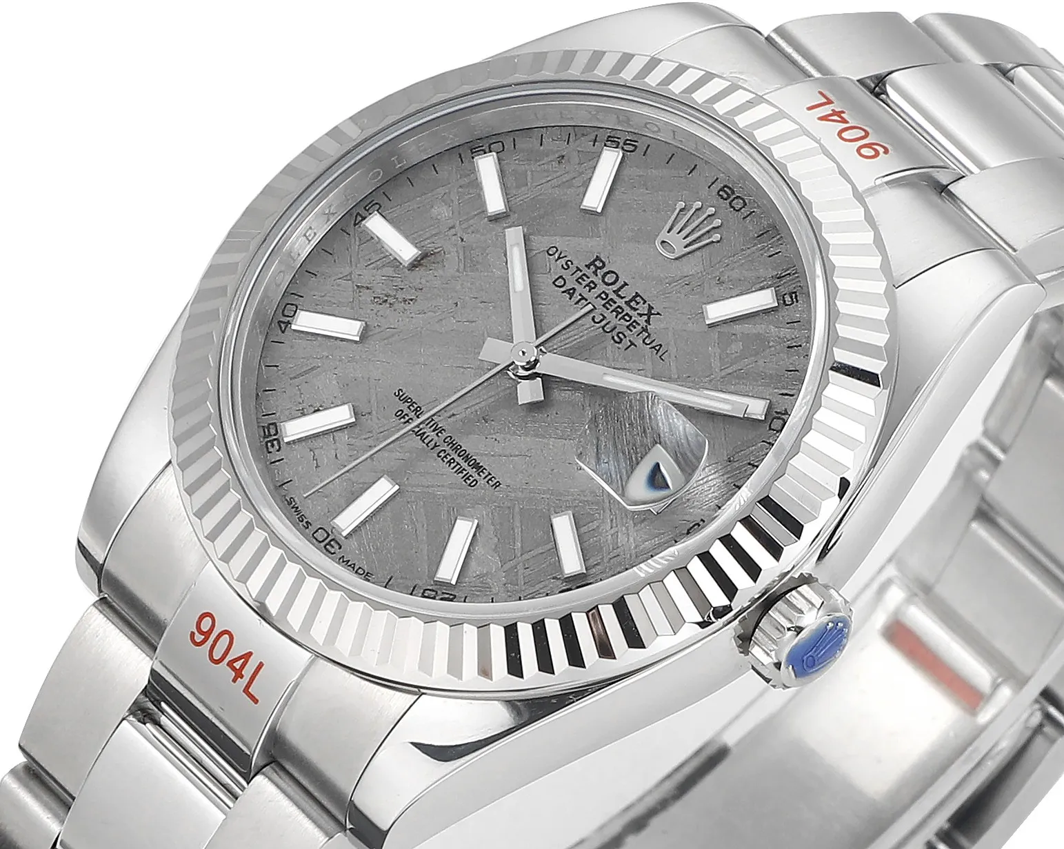VS Factory Rolex Datejust 41mm Grey Meteorite Dial Fluted Bezel Oystersteel Automatic Men’s Watch - 图片 4