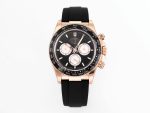 VS Factory Rolex Daytona 126515 Black Dial Rose Gold Oysterflex Strap VS4131 Movement (Weighted)