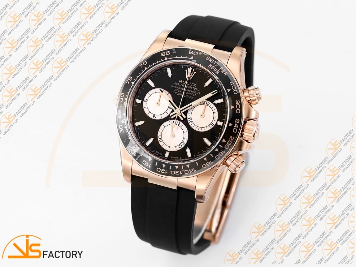 VS Factory Rolex Daytona 126515 Black Dial Rose Gold Oysterflex Strap VS4131 Movement (Weighted) - 图片 4