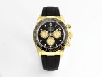 VS Factory Rolex Daytona 126518 Black Dial Yellow Gold Oysterflex Strap Weighted VS4131 Movement