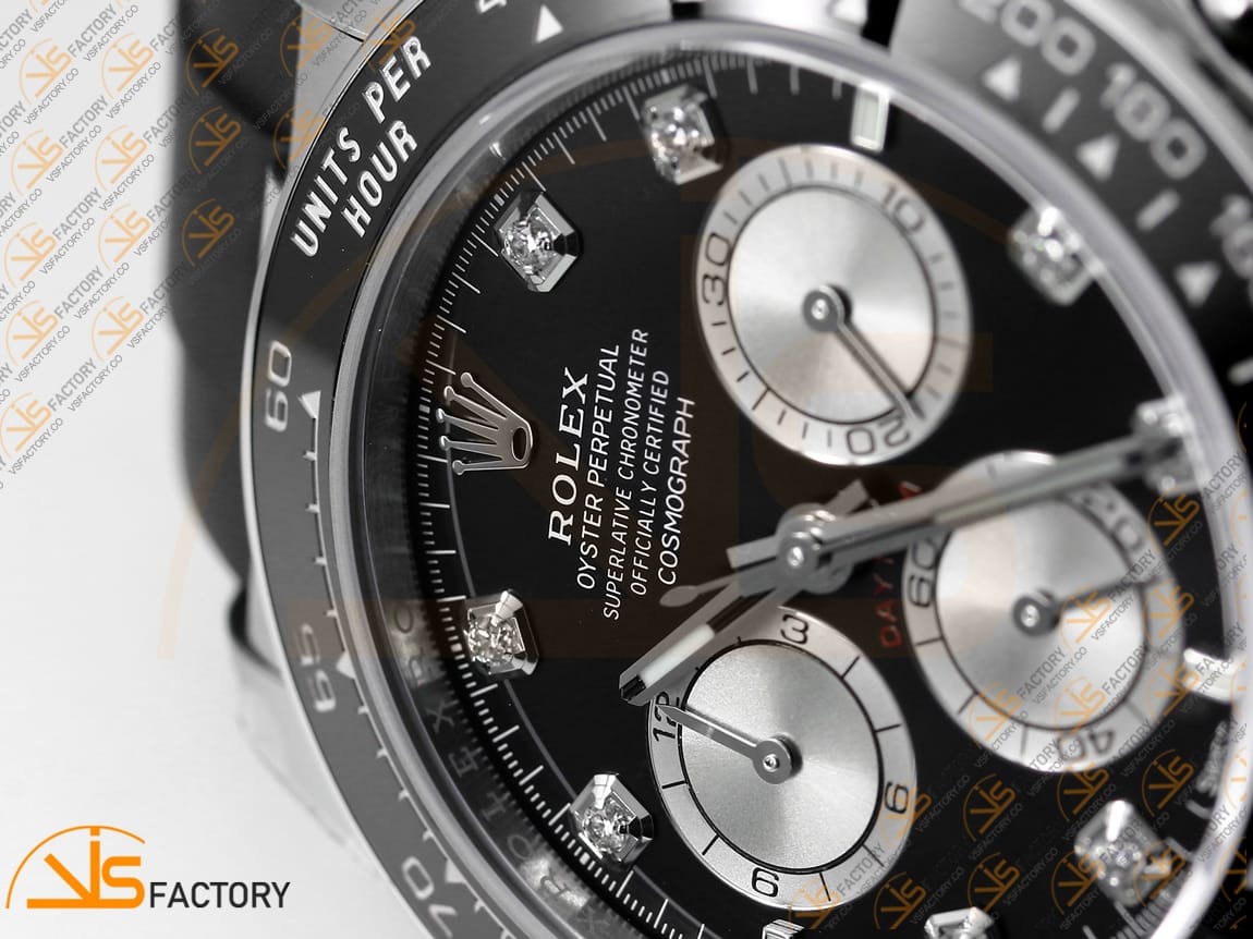 VS Factory Rolex Daytona 126519 Black Silver Diamonds Dial White Gold Oysterflex Strap Weighted VS4131 Movement - 图片 8