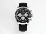 VS Factory Rolex Daytona 126519 Black Silver Lume Dial White Gold Oysterflex Strap Weighted VS4131 Movement