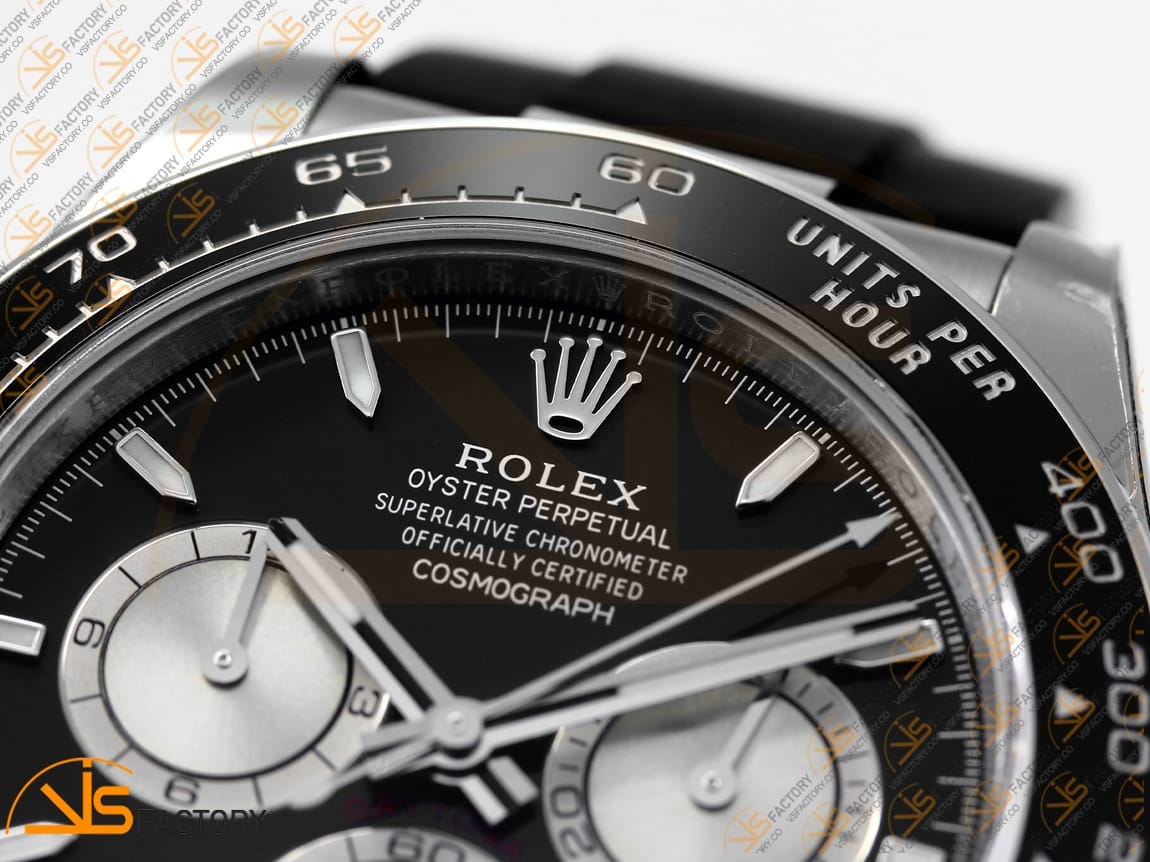 VS Factory Rolex Daytona 126519 Black Silver Lume Dial White Gold Oysterflex Strap Weighted VS4131 Movement - 图片 6
