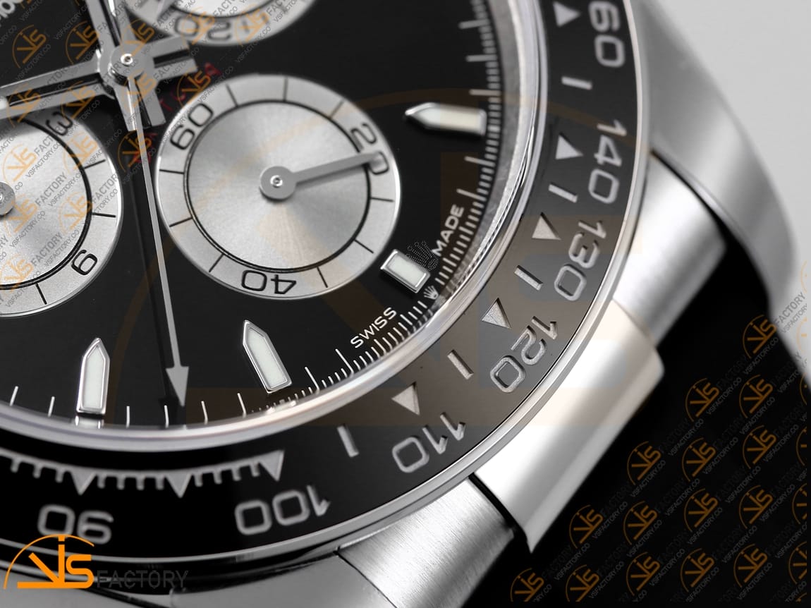 VS Factory Rolex Daytona 126519 Black Silver Lume Dial White Gold Oysterflex Strap Weighted VS4131 Movement - 图片 7