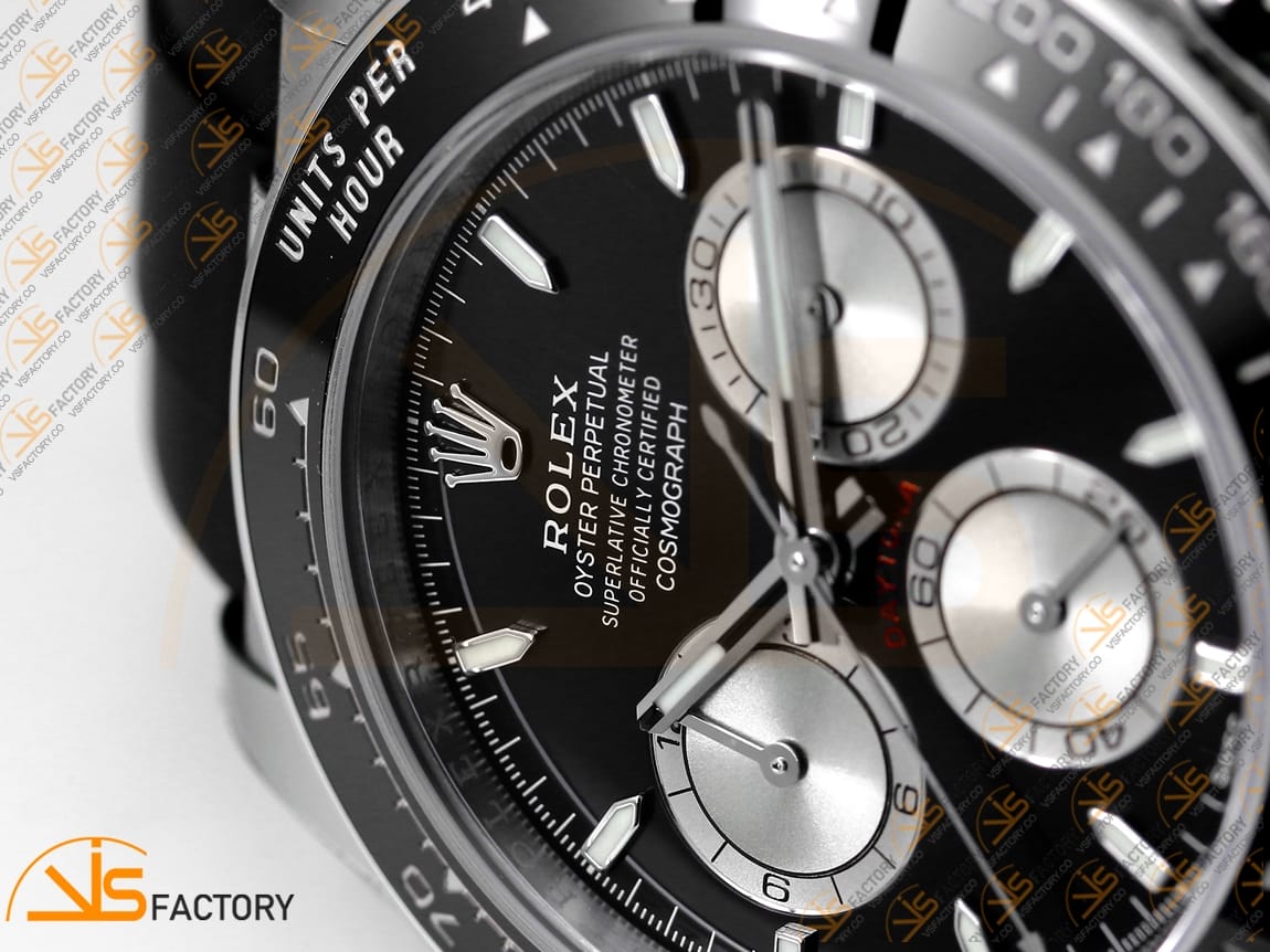 VS Factory Rolex Daytona 126519 Black Silver Lume Dial White Gold Oysterflex Strap Weighted VS4131 Movement - 图片 8