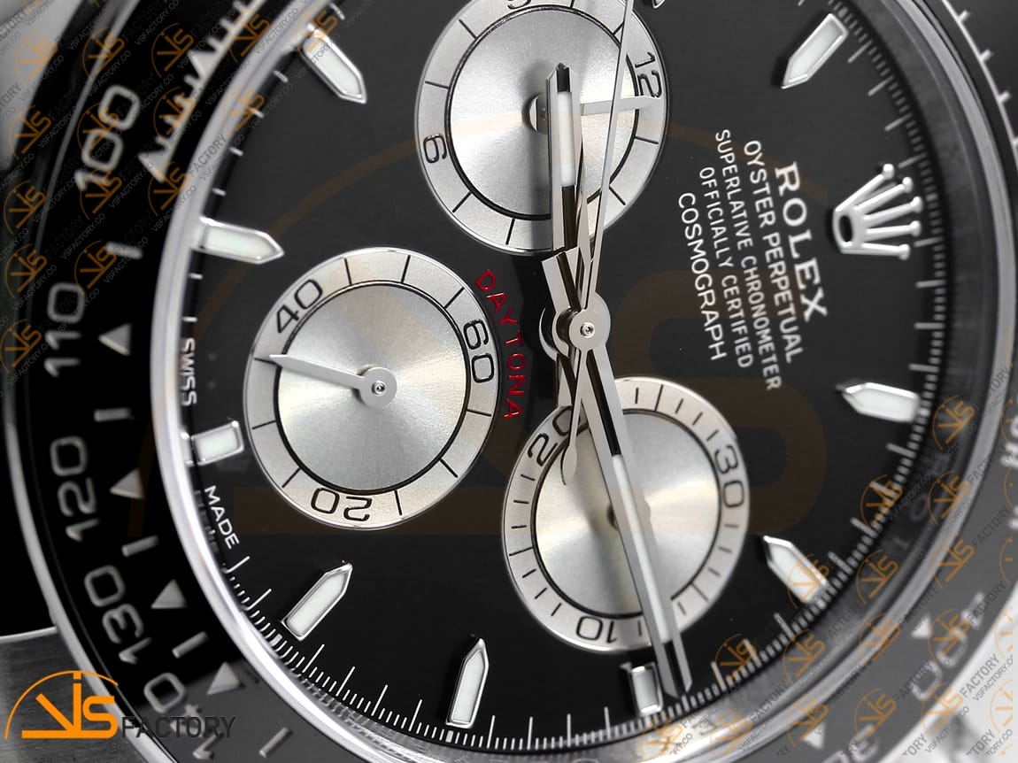 VS Factory Rolex Daytona 126519 Black Silver Lume Dial White Gold Oysterflex Strap Weighted VS4131 Movement - 图片 9