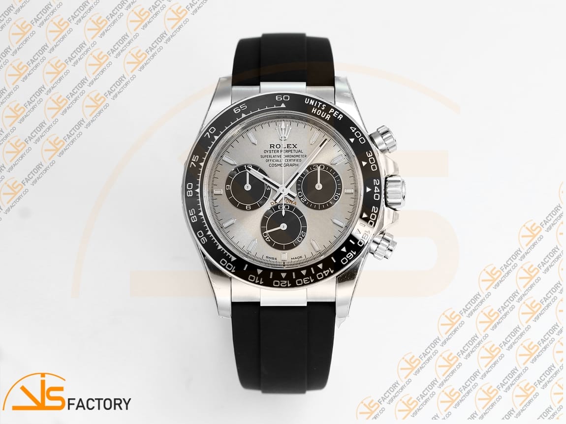 VS Factory Rolex Daytona 126519 Gray Black Dial White Gold Oysterflex Strap Weighted VS4131 Movement - 图片 3