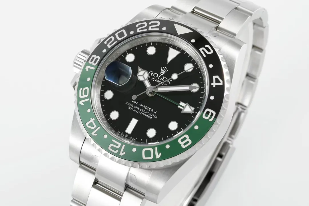 VS Factory Super Clone Rolex GMT-Master II 40mm Stainless Steel Super Clone Watch with Green and Black Ceramic Bezel, Black - 图片 3