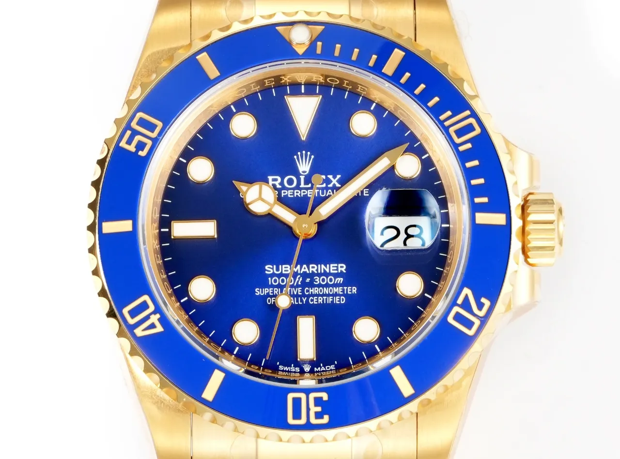 VS Factory Rolex Submariner 41mm Date Blue Dial Gold-Tone Stainless Steel Automatic Diver Watch - 图片 3