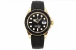VS Factory Rolex Yacht-Master 42mm Yellow Gold Black Dial Oysterflex Rubber Strap Luxury Men’s Watch