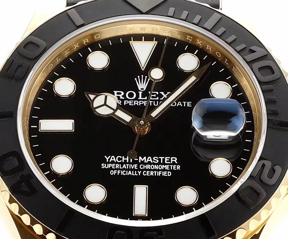 VS Factory Rolex Yacht-Master 42mm Yellow Gold Black Dial Oysterflex Rubber Strap Luxury Men’s Watch - 图片 5
