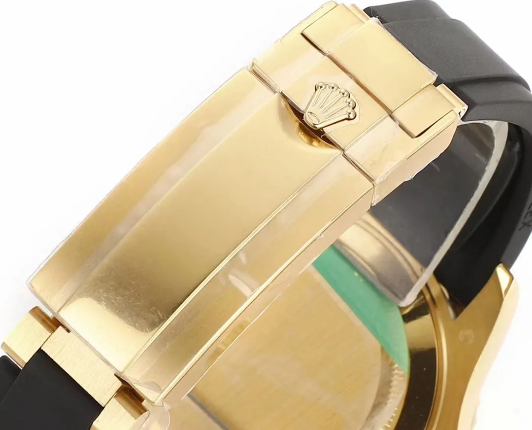 VS Factory Rolex Yacht-Master 42mm Yellow Gold Black Dial Oysterflex Rubber Strap Luxury Men’s Watch - 图片 6