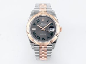 VS Factory (VSF) Rolex DateJust 41 126231 Gray Dial Green Roman Markers SS RG Jubilee VS3235 Movement