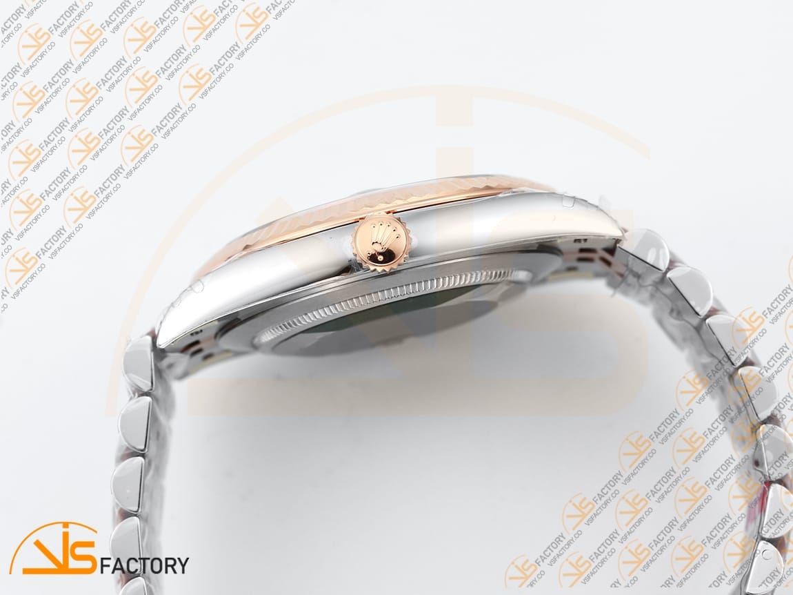 VS Factory (VSF) Rolex DateJust 41 126231 Gray Dial Green Roman Markers SS RG Jubilee VS3235 Movement - 图片 11