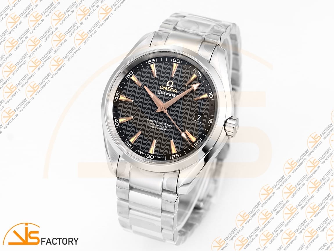 VSFactory (VSF) Omega Aqua Terra 150M Black Wave Textured Dial YG Hand Steel A8500 Movement - 图片 5