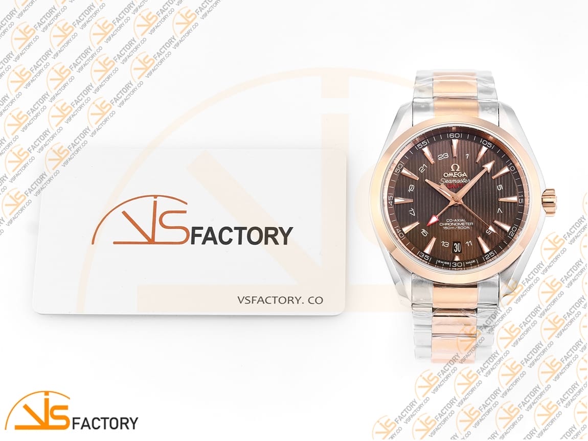 VSFactory (VSF) Omega Aqua Terra 150M GMT Brown Dial SS/RG A8605 Movement - 图片 2