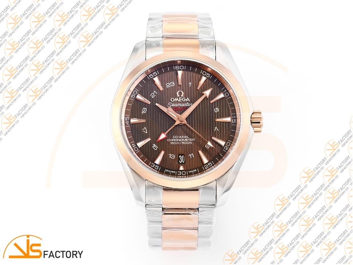 VSFactory (VSF) Omega Aqua Terra 150M GMT Brown Dial SS/RG A8605 Movement - 图片 3