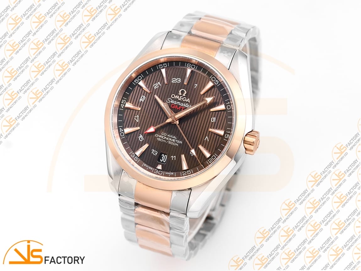 VSFactory (VSF) Omega Aqua Terra 150M GMT Brown Dial SS/RG A8605 Movement - 图片 4