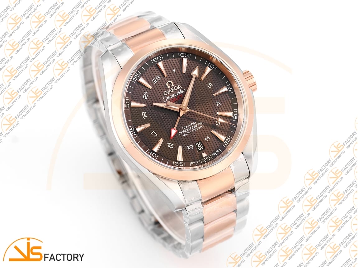 VSFactory (VSF) Omega Aqua Terra 150M GMT Brown Dial SS/RG A8605 Movement - 图片 5