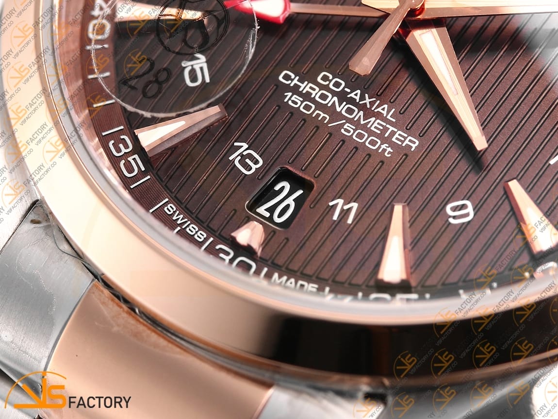 VSFactory (VSF) Omega Aqua Terra 150M GMT Brown Dial SS/RG A8605 Movement - 图片 6
