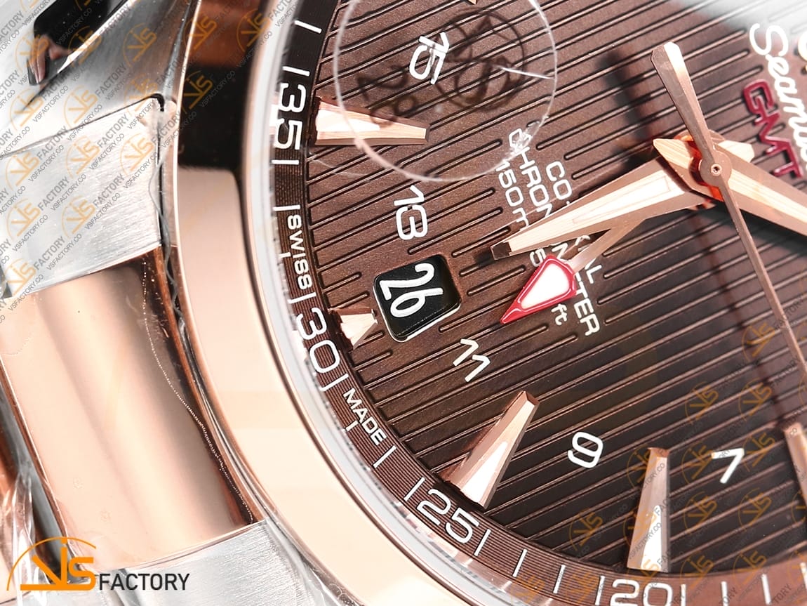 VSFactory (VSF) Omega Aqua Terra 150M GMT Brown Dial SS/RG A8605 Movement - 图片 8