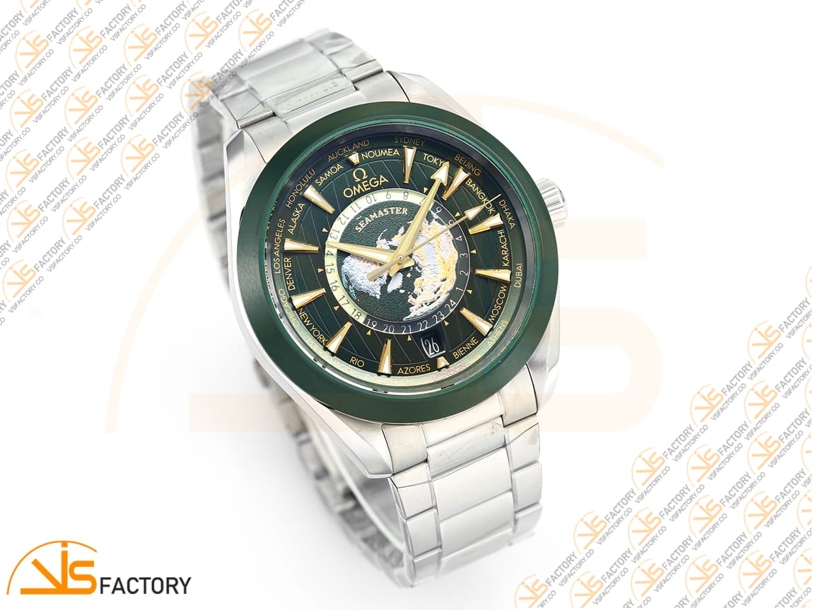 VSFactory (VSF) Omega Aqua Terra Worldtimer 43mm Green Ceramic Dial Steel A8938 Movement - 图片 5
