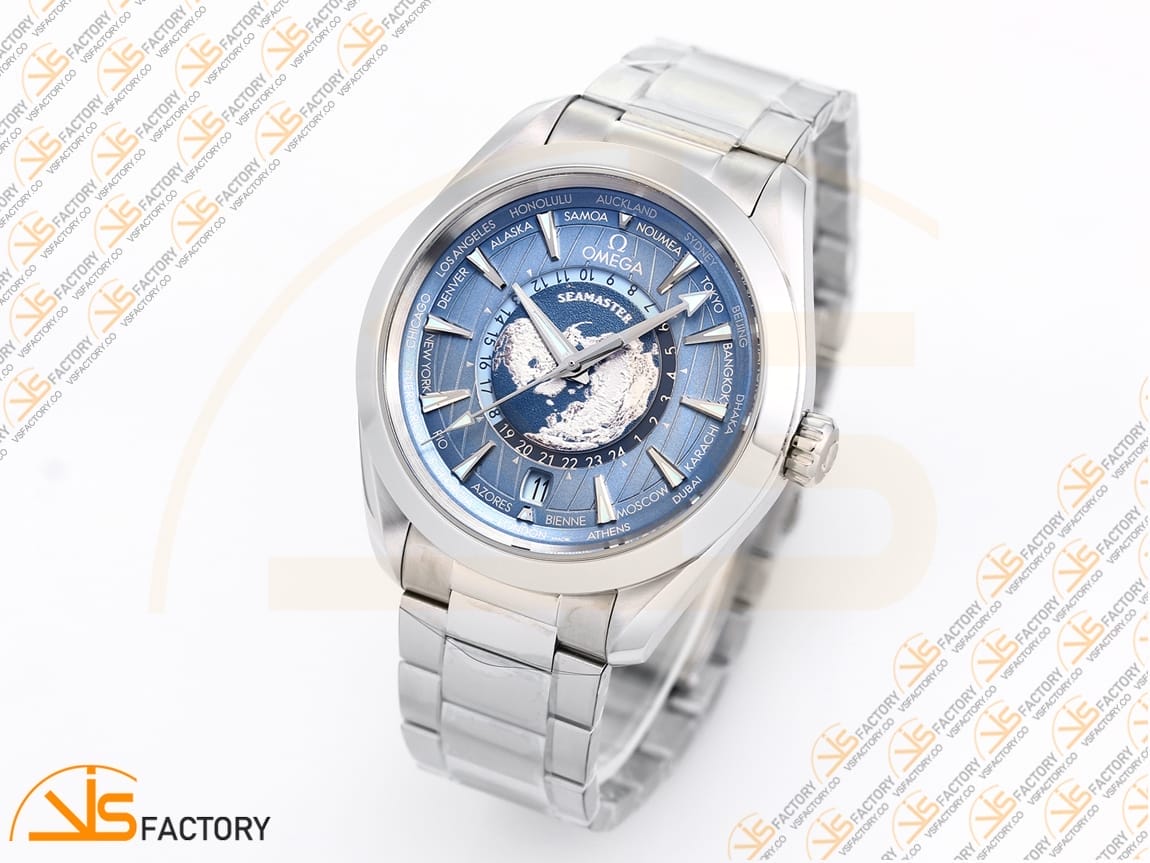 VSFactory (VSF) Omega Aqua Terra Worldtimer 43mm Summer Blue Dial Steel A8938 Movement - 图片 4