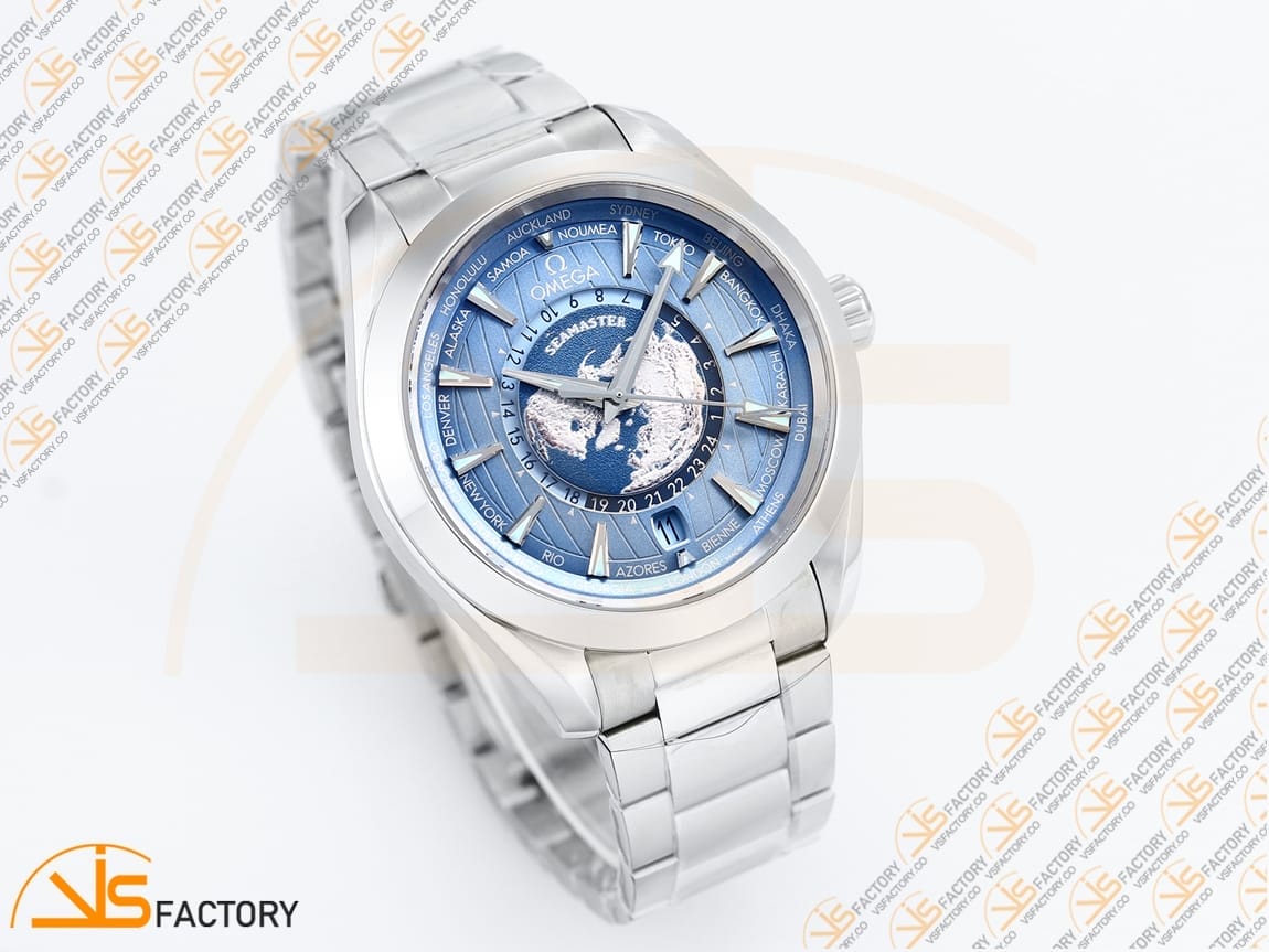 VSFactory (VSF) Omega Aqua Terra Worldtimer 43mm Summer Blue Dial Steel A8938 Movement - 图片 5