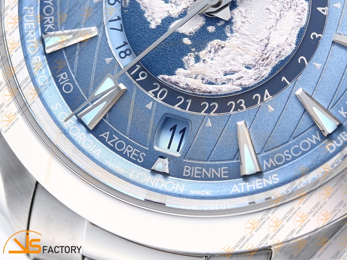 VSFactory (VSF) Omega Aqua Terra Worldtimer 43mm Summer Blue Dial Steel A8938 Movement - 图片 6