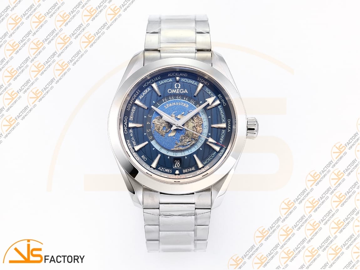 VSFactory (VSF) Omega Aqua Terra Worldtimer Blue Dial Steel A8938 Movement - 图片 3