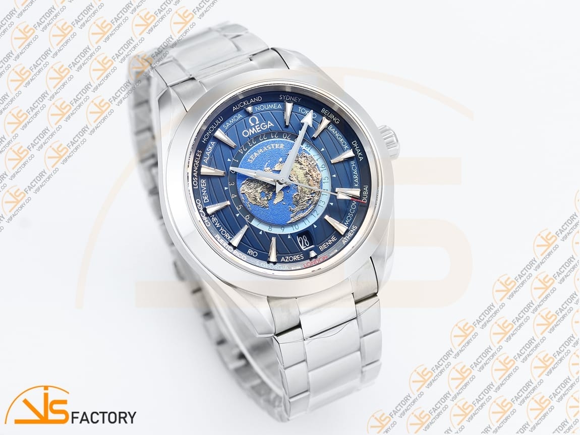 VSFactory (VSF) Omega Aqua Terra Worldtimer Blue Dial Steel A8938 Movement - 图片 5