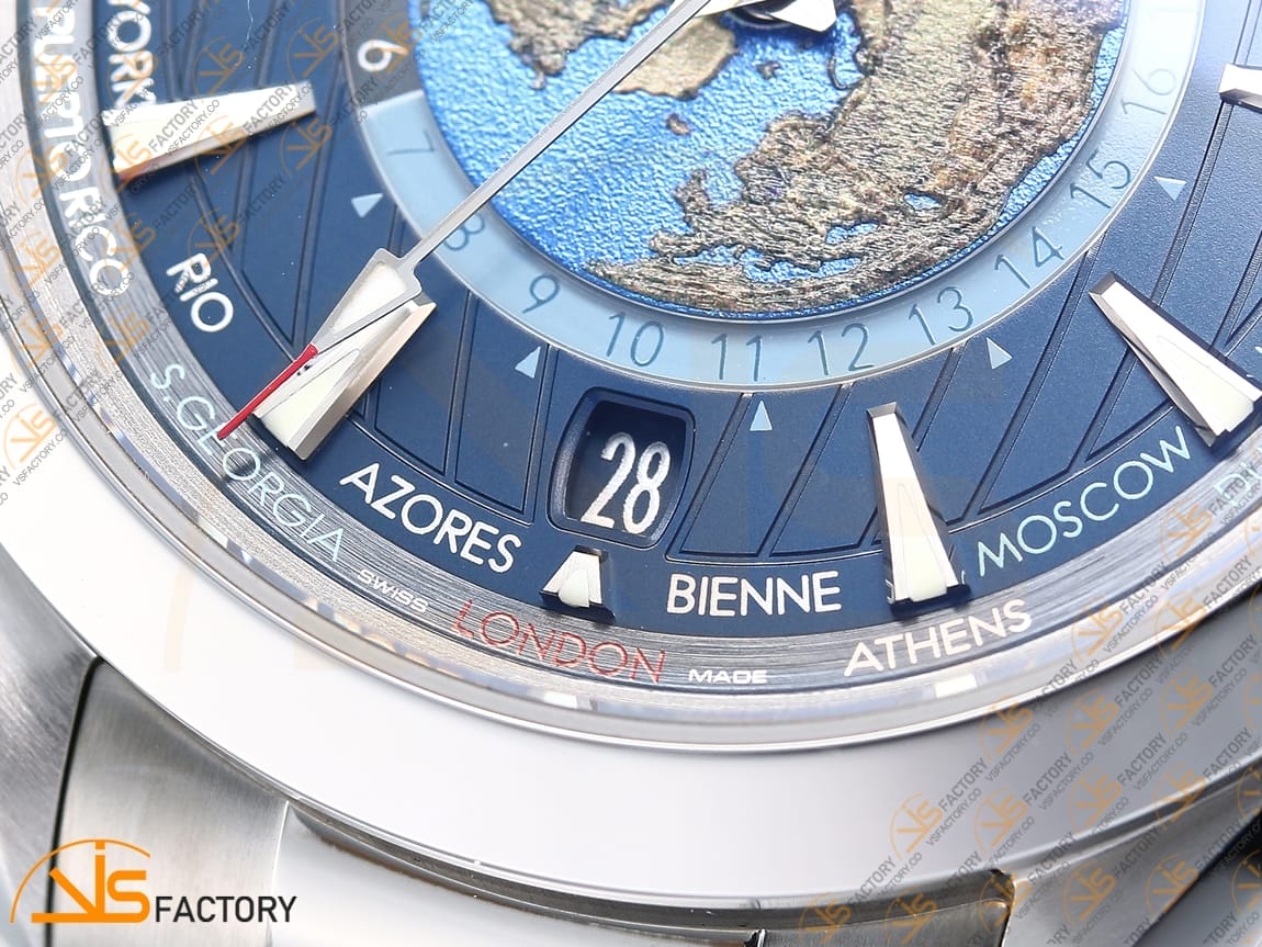 VSFactory (VSF) Omega Aqua Terra Worldtimer Blue Dial Steel A8938 Movement - 图片 6