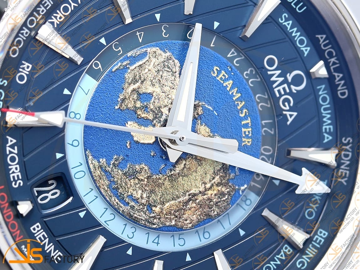 VSFactory (VSF) Omega Aqua Terra Worldtimer Blue Dial Steel A8938 Movement - 图片 8
