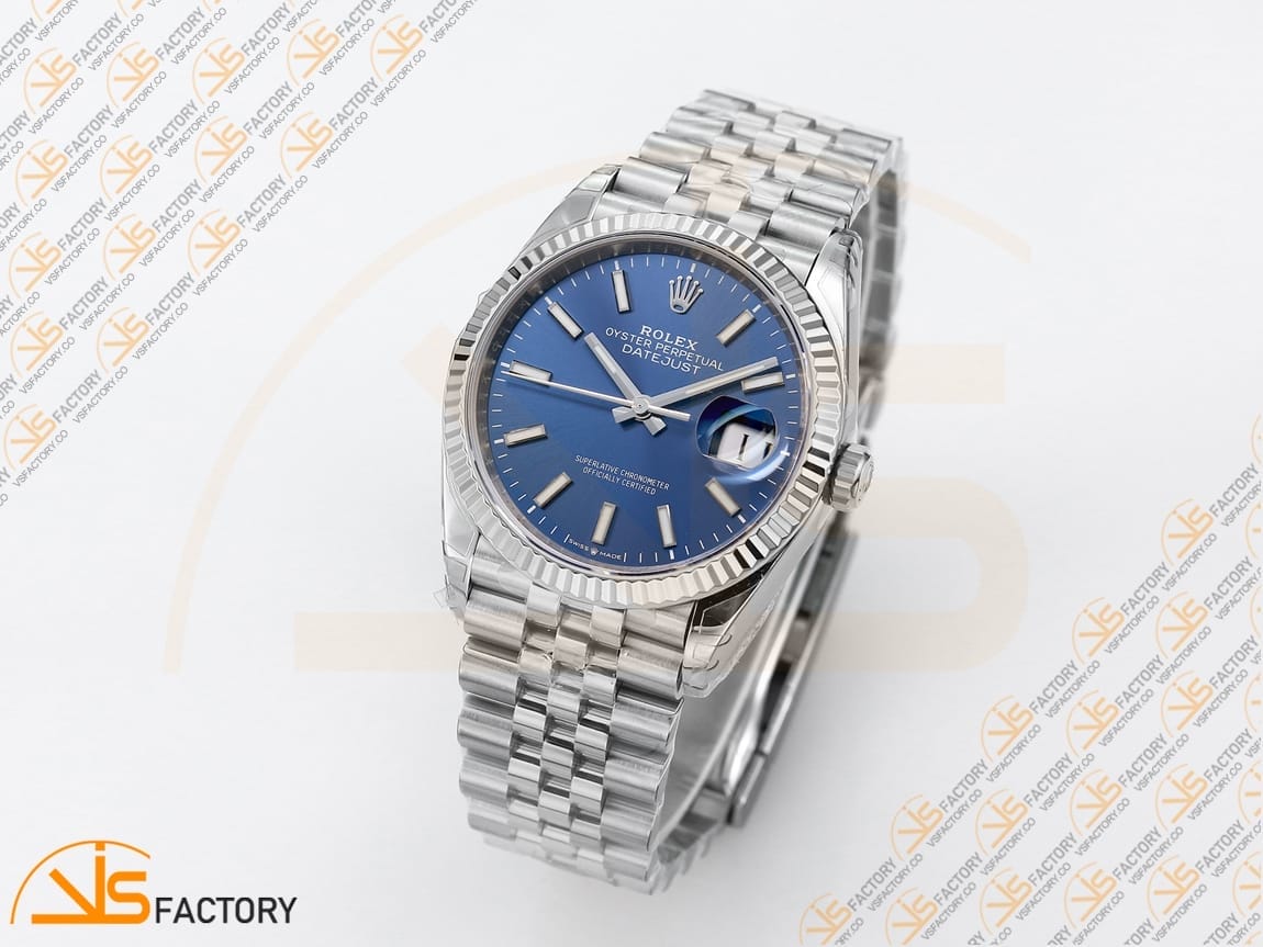 VSFactory (VSF) Rolex DateJust 36 126234 Blue Stick Dial 904L Steel Jubilee Bracelet VS3235 Movement - 图片 4