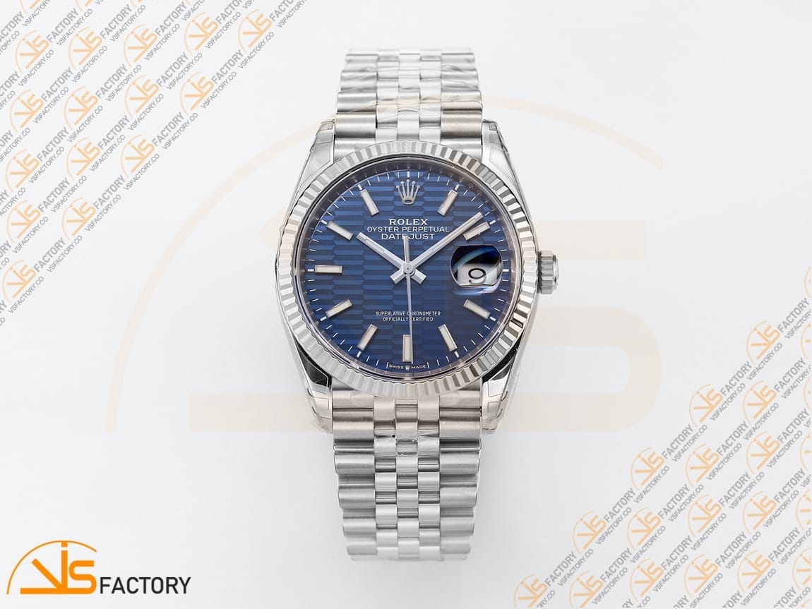 VSFactory (VSF) Rolex DateJust 36 126234 Blue Textured Stick Dial 904L Steel Jubilee Bracelet VS3235 Movement - 图片 3