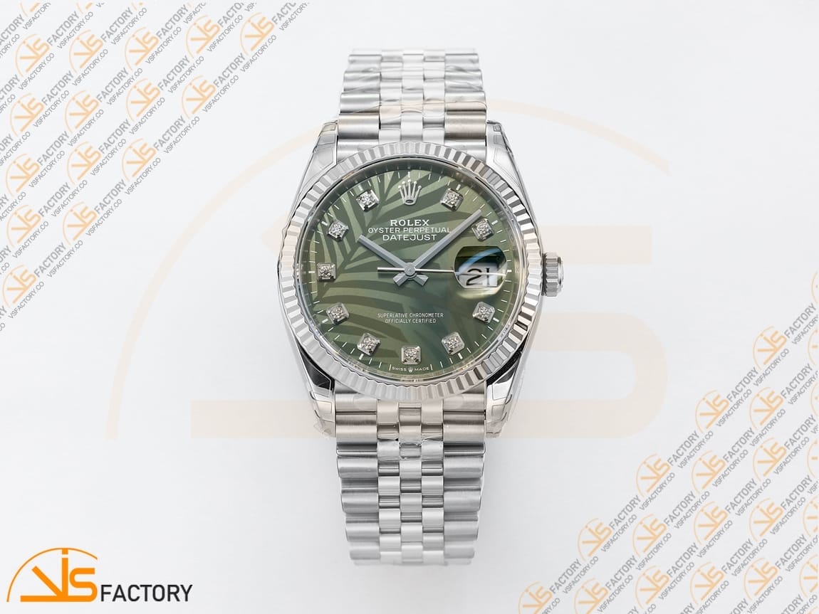 VSFactory (VSF) Rolex DateJust 36 126234 Green Leaf Diamonds Dial 904L Steel Jubilee Bracelet VS3235 Movement - 图片 3