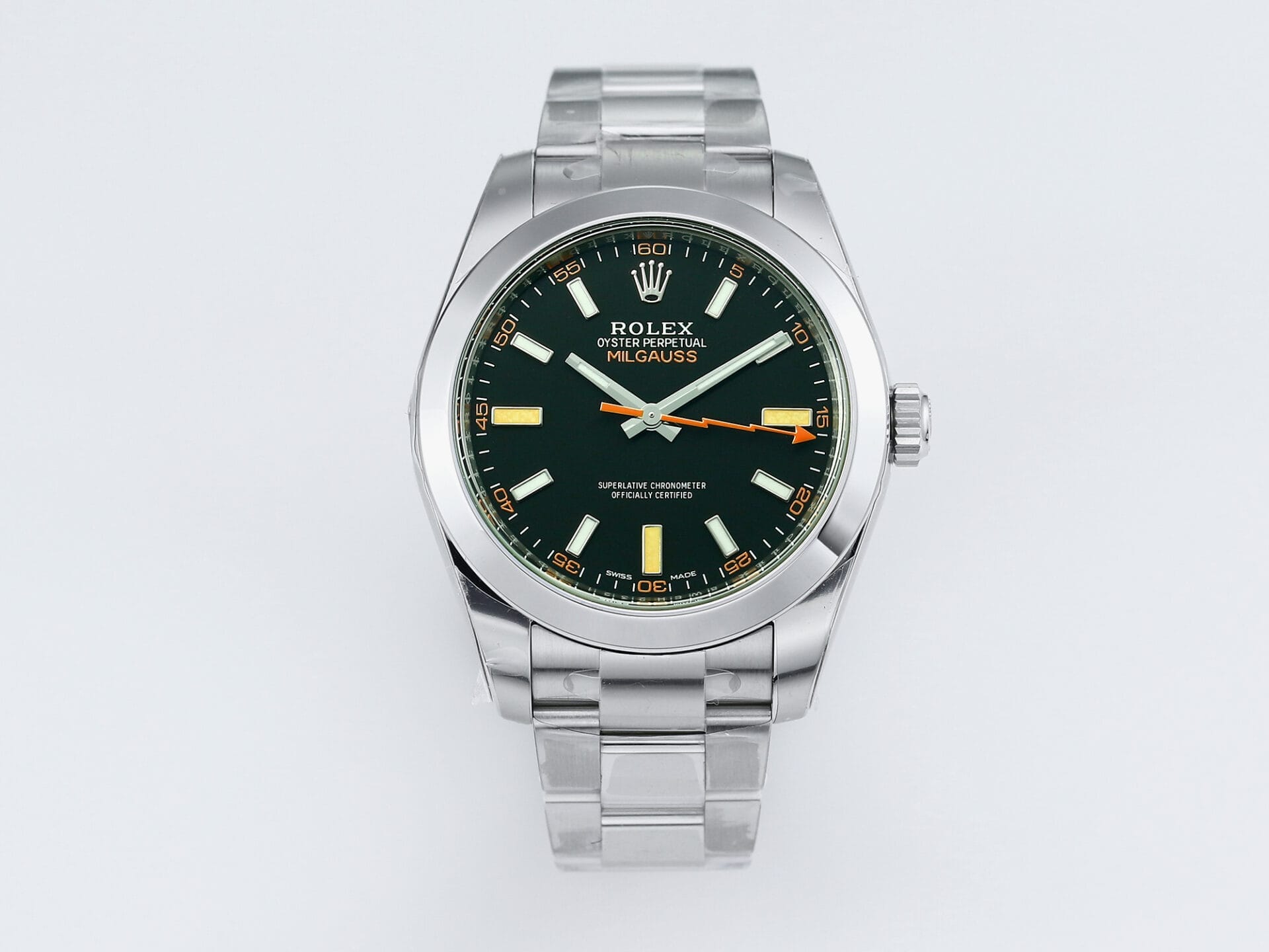 VSFactory (VSF) Rolex Milgauss 116400GV Black Dial 904L Steel SS Bracelet VS3131 Movement